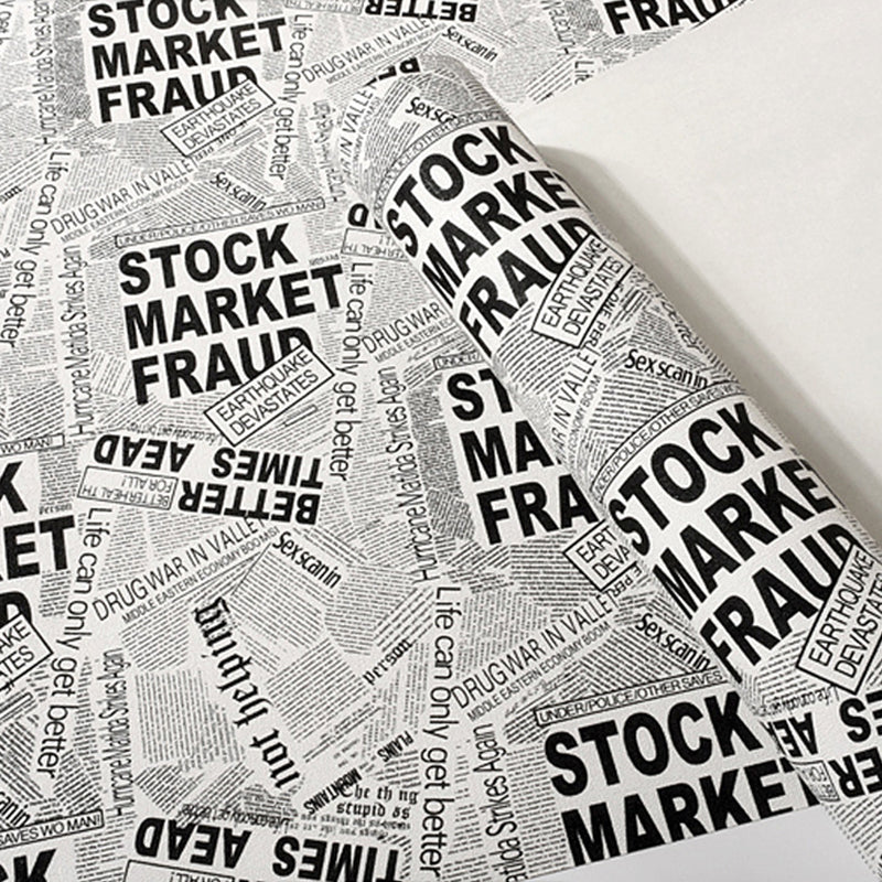 Non-Pasted Wallpaper with Black and White Newspaper under the Title of STOCK MARKET FRAUD, 20.5