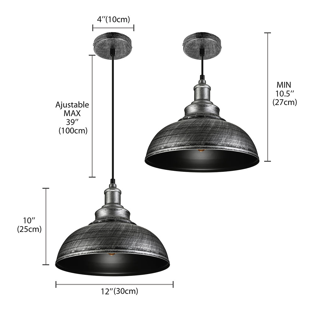 1 Head Iron Pendant Lighting Farmhouse Antique Silver Domed Restaurant Hanging Lamp with Adjustable Cord Clearhalo 'Art Deco Pendants' 'Cast Iron' 'Ceiling Lights' 'Ceramic' 'Crystal' 'Industrial Pendants' 'Industrial' 'Metal' 'Middle Century Pendants' 'Pendant Lights' 'Pendants' 'Tiffany' Lighting' 88469