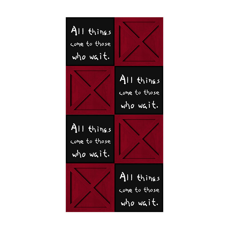 Coffee and Dress Shop Wallpaper Red and Black Square Box with English Phrases Design, 20.5