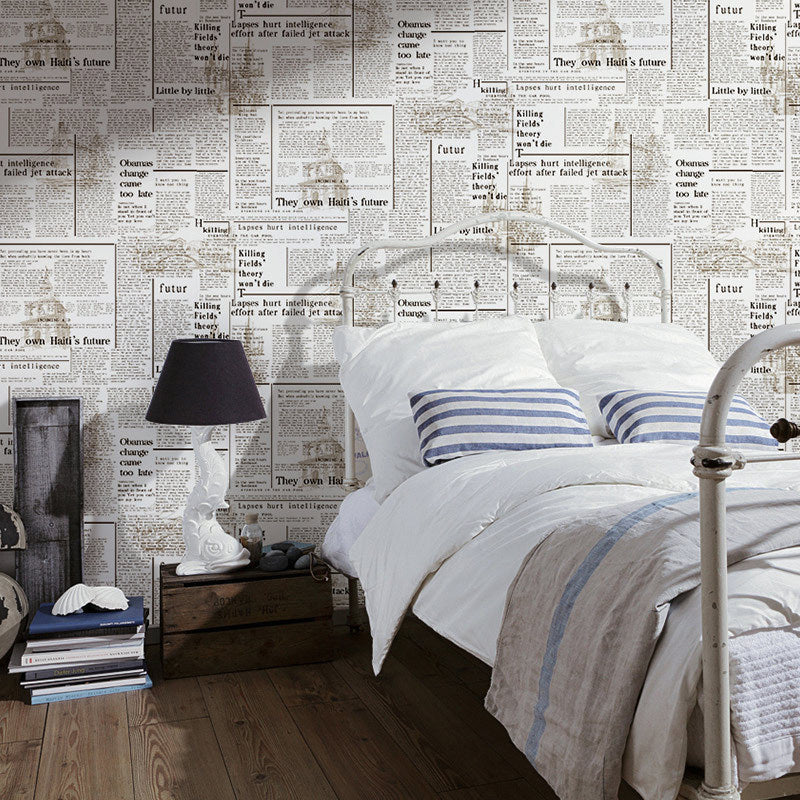 Retro Wall Decor Newspaper in American Style Non-Pasted Wallpaper, 21