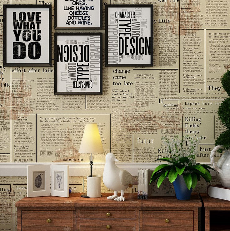 Retro Wall Decor Newspaper in American Style Non-Pasted Wallpaper, 21