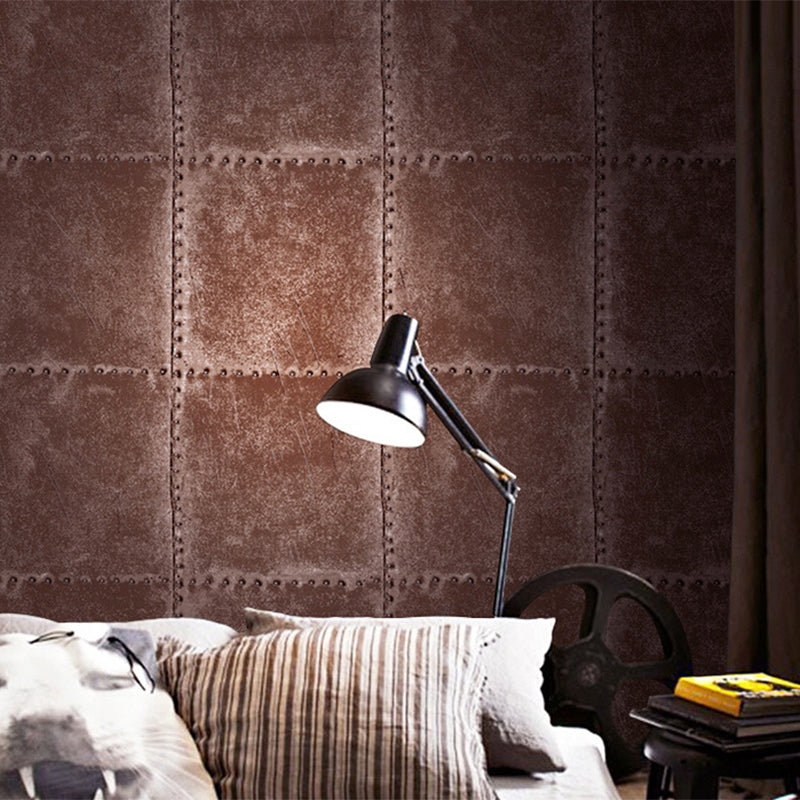 Industrial 3D Wallpaper with Distressed Leather and Rivets for Room Escape, 33'L x 21