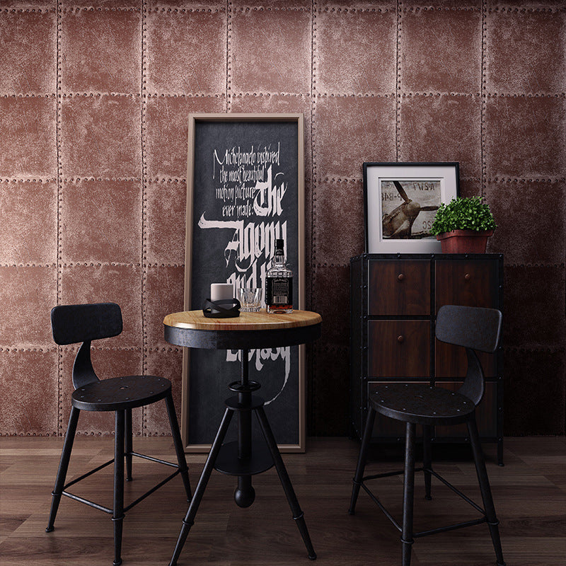 Industrial 3D Wallpaper with Distressed Leather and Rivets for Room Escape, 33'L x 21