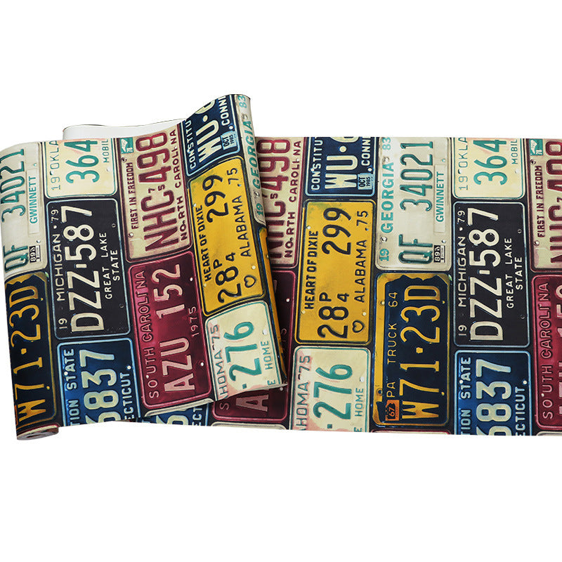 Industrial Wallpaper with European Car Plates and Numbers, 21