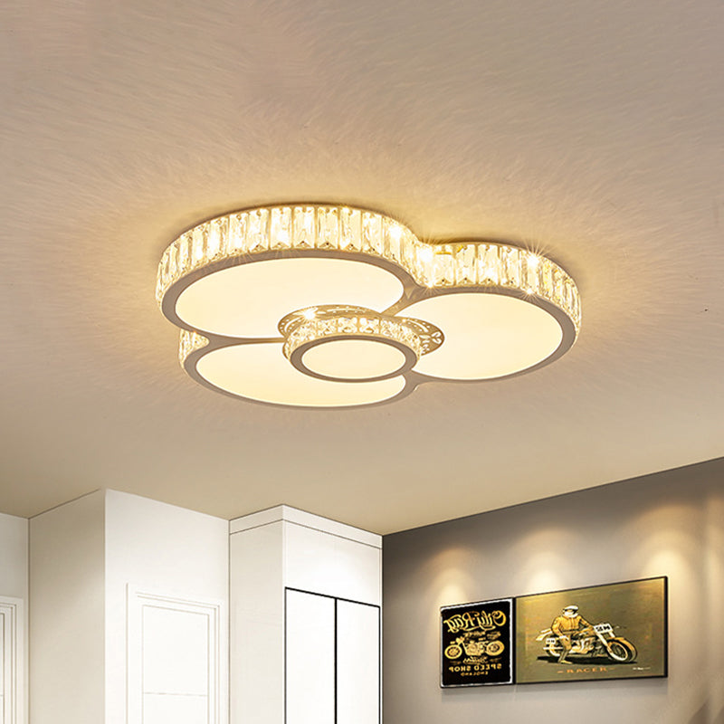 White Petal Ceiling Mounted Light Simple Beveled Crystal Prism LED Bedroom Flush Mount White Clearhalo 'Ceiling Lights' 'Close To Ceiling Lights' 'Close to ceiling' 'Flush mount' Lighting' 886136