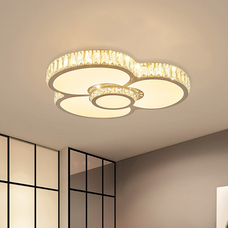 White Petal Ceiling Mounted Light Simple Beveled Crystal Prism LED Bedroom Flush Mount Clearhalo 'Ceiling Lights' 'Close To Ceiling Lights' 'Close to ceiling' 'Flush mount' Lighting' 886137