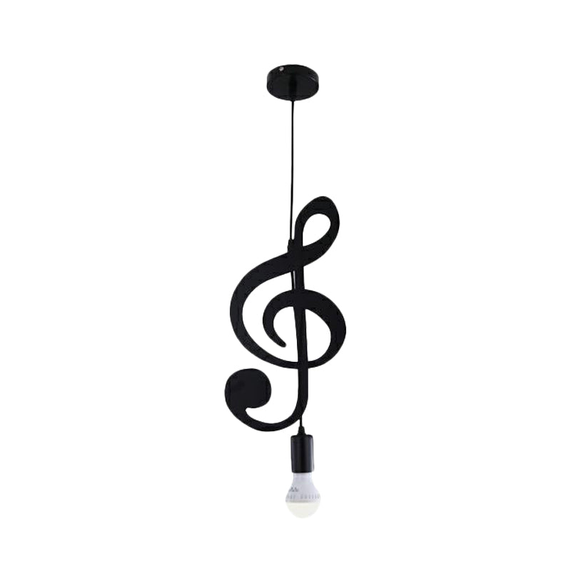 Black Musical Note/Eighth Note Pendant Nordic Style 1-Light Metal Suspended Lighting Fixture for Bedroom Clearhalo 'Ceiling Lights' 'Pendant Lights' 'Pendants' Lighting' 886407