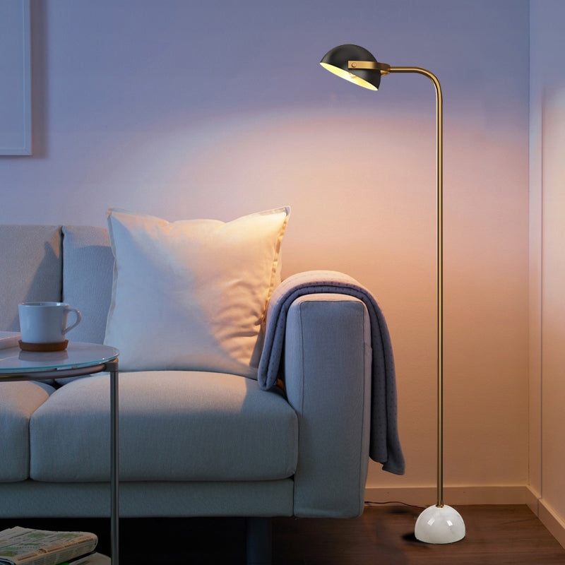 Black Domed Rotatable Standing Light Modern Single Bulb Metallic Handle Floor Lamp Black Clearhalo 'Floor Lamps' 'Lamps' Lighting' 886723