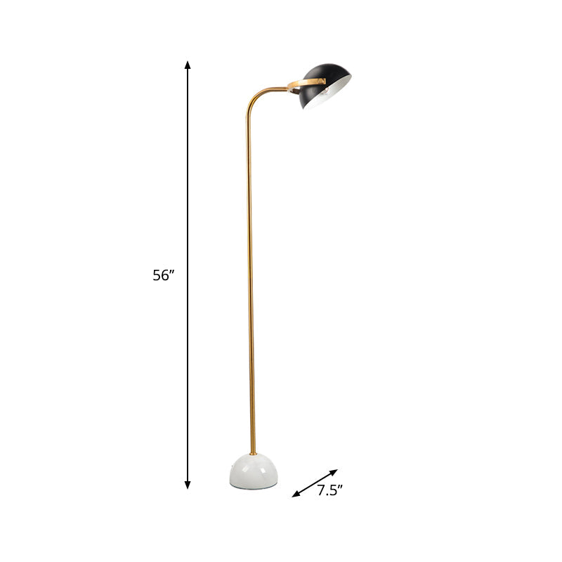 Black Domed Rotatable Standing Light Modern Single Bulb Metallic Handle Floor Lamp Clearhalo 'Floor Lamps' 'Lamps' Lighting' 886726