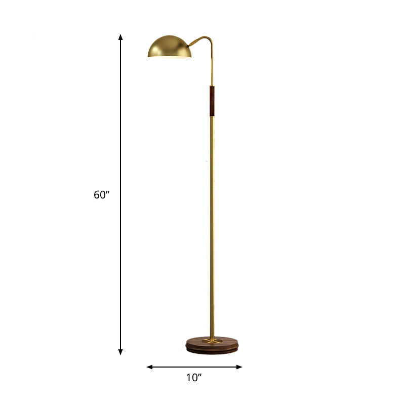 Dome Shade Living Room Floor Lighting Metal Single Light Postmodern Floor Stand Lamp in Brass Clearhalo 'Floor Lamps' 'Lamps' Lighting' 886734