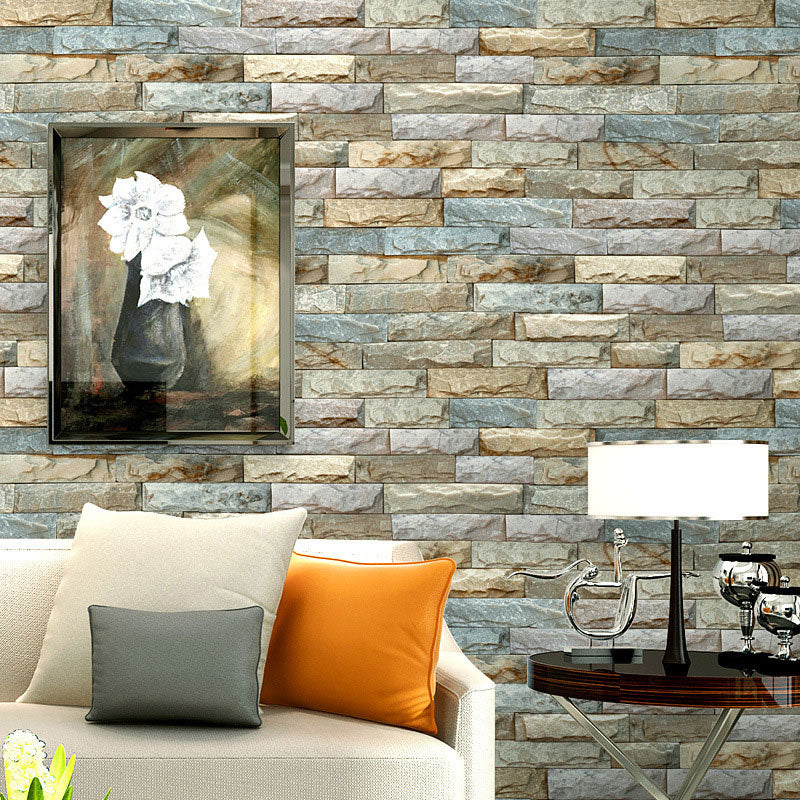 Multi-Colored Non-Woven Brick Wallpaper Decorative 3D Rock Wall Covering, 31'L x 20.5