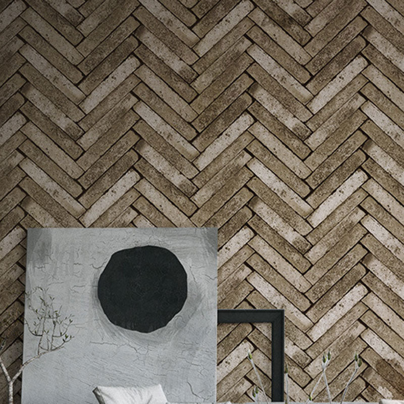 Non-Pasted Wallpaper with Industrial Like Color Brick of Chevron Design, 20.5