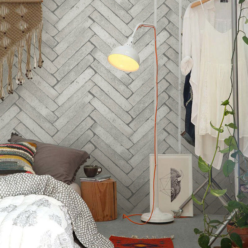 Non-Pasted Wallpaper with Industrial Like Color Brick of Chevron Design, 20.5