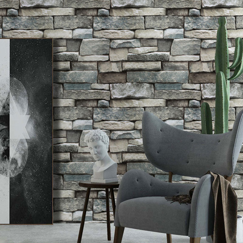 Vinyl Rock and Brick Wallpaper 17.5-inch x 19.5-foot Industrial Retro Removable Irregular Wall Decor Clearhalo 'Industrial wall decor' 'Industrial' 'Wallpaper' Wall Decor' 887104