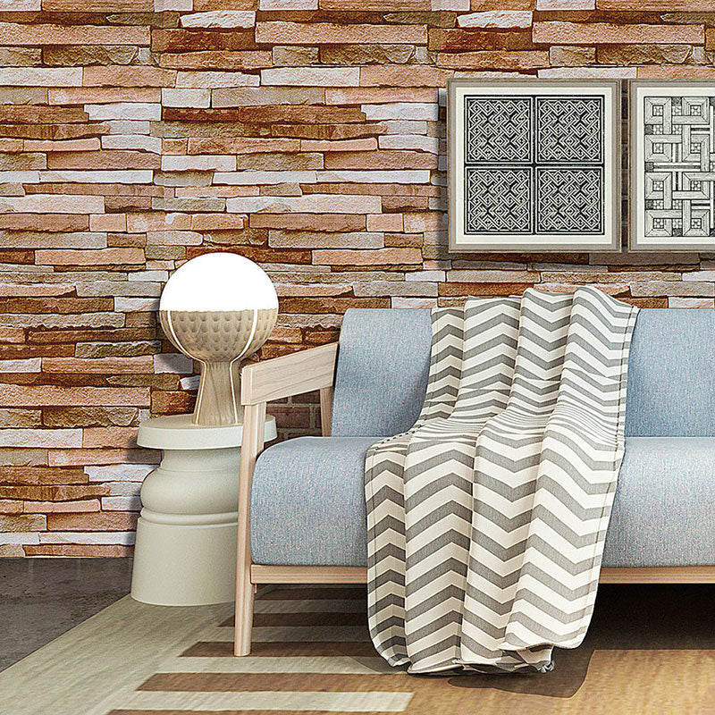 Nostalgic Wallpaper Roll with Brickwork Design in Orange and Red, 17.5