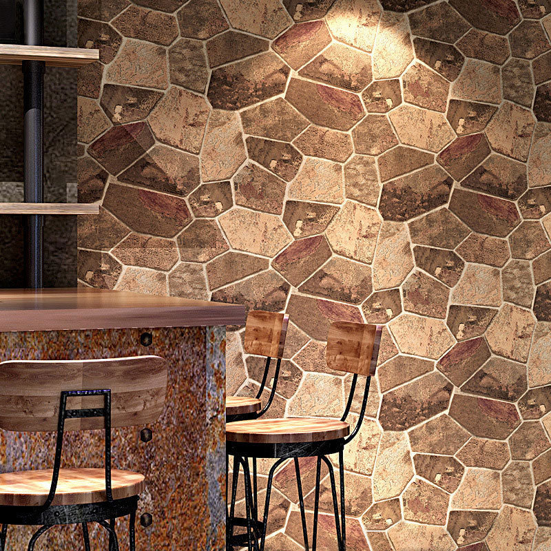 Multi-Colored Retro Stone Wallpaper Non-Pasted Wall Covering 20.5