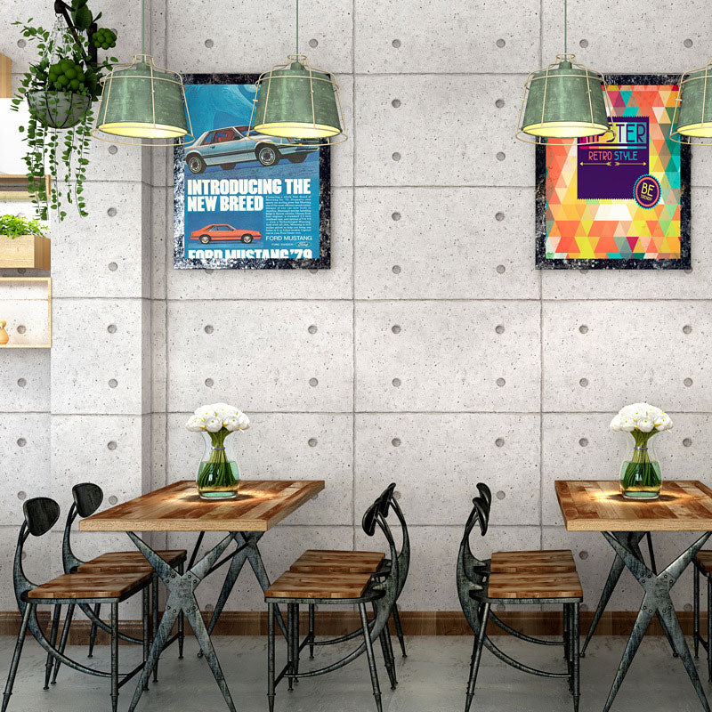 Restaurant Wallpaper with Industrial Grey 3D Stone and Dots, 31'L x 20.5