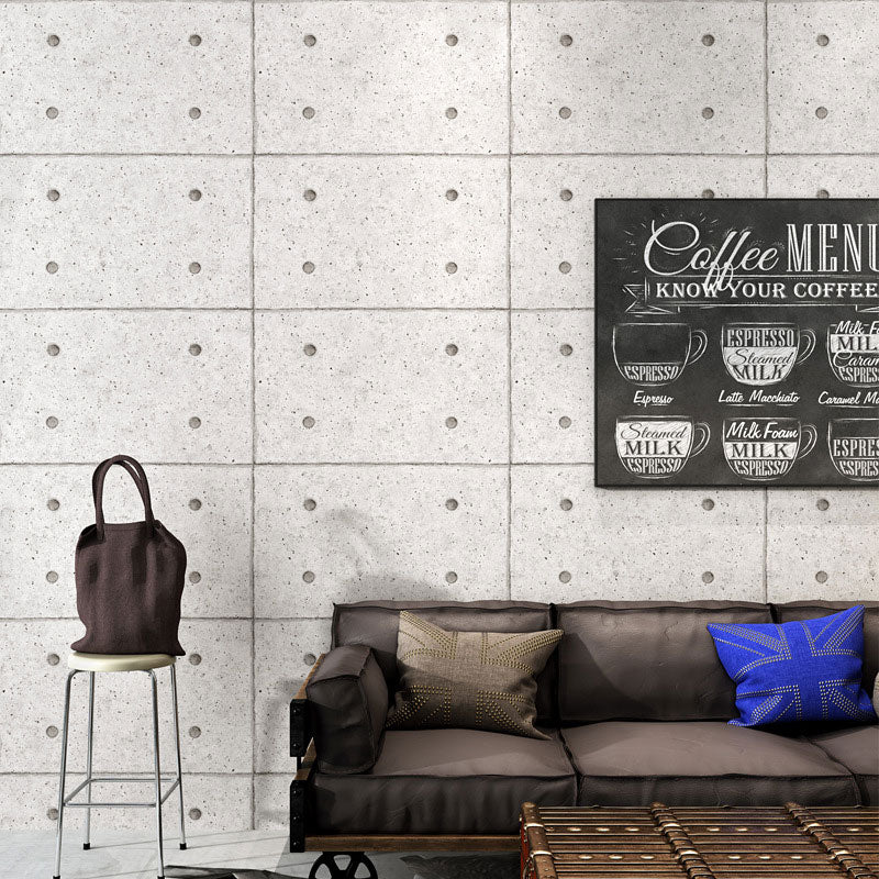 Restaurant Wallpaper with Industrial Grey 3D Stone and Dots, 31'L x 20.5