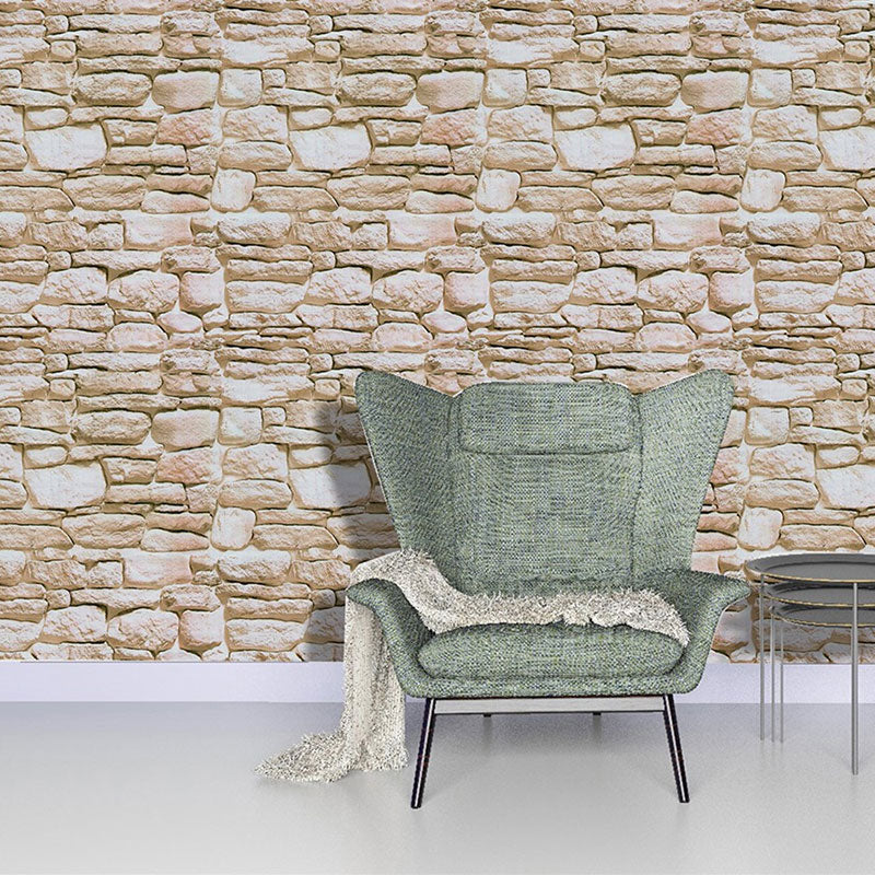 Taupe Rock and Stone Wallpaper 17.5-inch x 19.5-foot Peel and Stick Stain-Resistant Wall Covering Clearhalo 'Industrial wall decor' 'Industrial' 'Wallpaper' Wall Decor' 887237