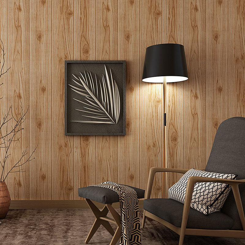 Non-Pasted Wallpaper with Light Yellow Wooden Texture, 33'L x 20.5