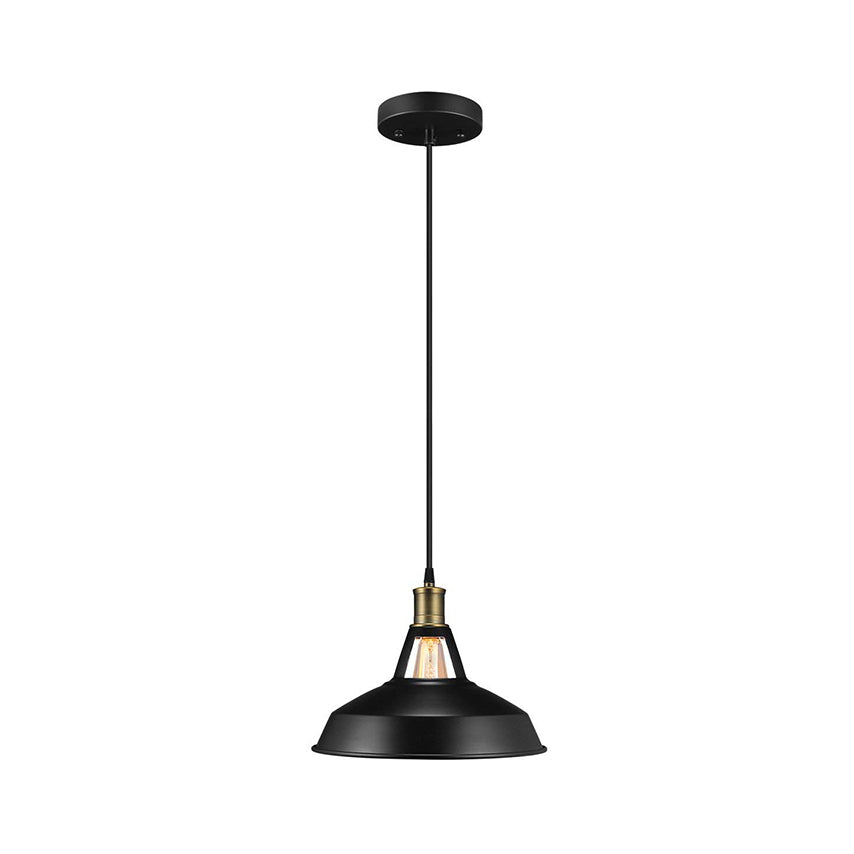 Farmhouse Barn Shade Pendant Lamp 1 Bulb Metallic Suspension Light in Black for Dining Room Clearhalo 'Art Deco Pendants' 'Black' 'Cast Iron' 'Ceiling Lights' 'Ceramic' 'Crystal' 'Industrial Pendants' 'Industrial' 'Metal' 'Middle Century Pendants' 'Pendant Lights' 'Pendants' 'Rustic Pendants' 'Tiffany' Lighting' 88756