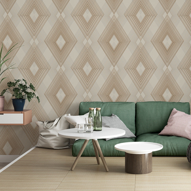 Decorative Geometries and Harlequin Wallpaper Retro Non-Woven Wall Decor, 31-foot x 20.5-inch Beige Clearhalo 'Modern wall decor' 'Modern' 'Wallpaper' Wall Decor' 888014