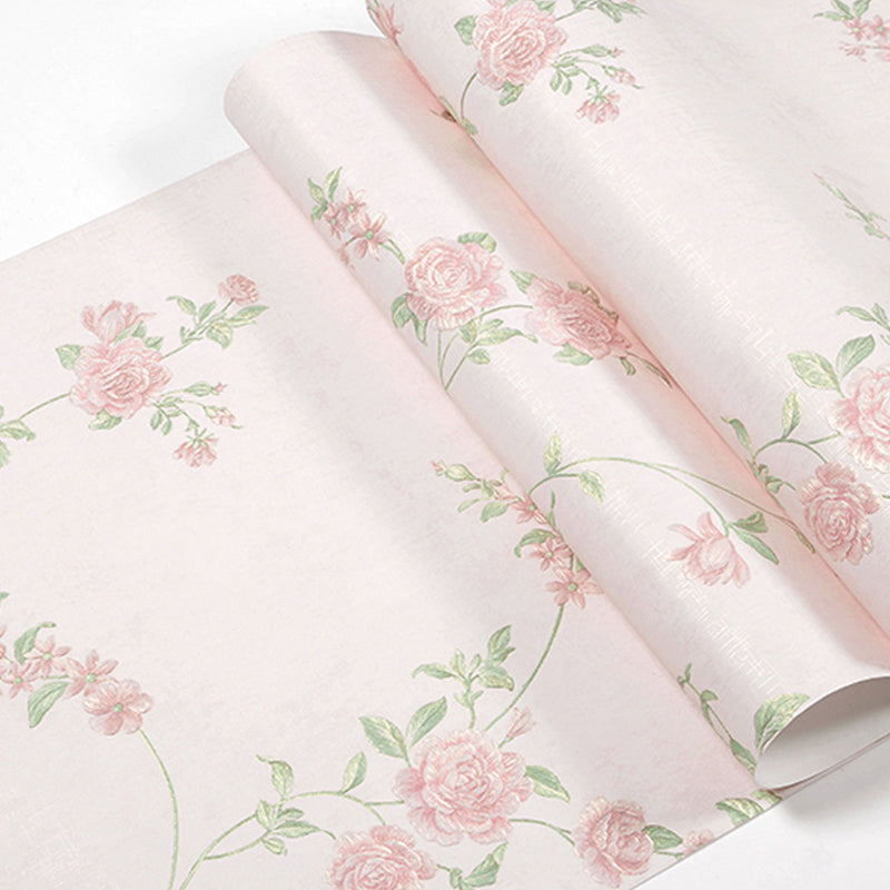 Girly Roses and Dense Flower Patterns Stain-Resistant Non-Pasted Wallpaper, 31'L x 21
