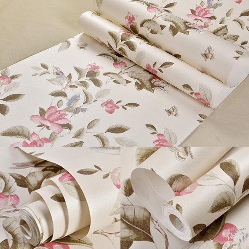Garden Blossoms and Leaves Wallpaper Stain-Resistant Non-Pasted , 20.5
