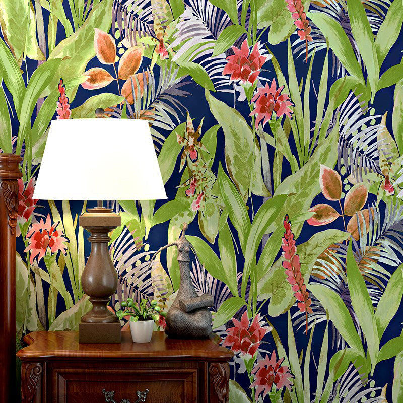 Multi-Colored Wall Decor 33-foot x 20.5-inch Paper Stain-Resistant Flower and Bird and Leaf Wallpaper Clearhalo 'Modern wall decor' 'Modern' 'Tropical wall decor' 'Tropical' 'Wallpaper' Wall Decor' 888262