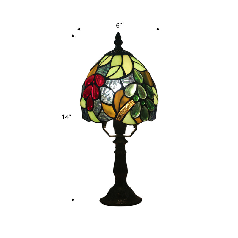 Dome Table Light Tiffany Hand Cut Glass 1 Light Dark Coffee Grape Patterned Desk Lamp Clearhalo 'Lamps' 'Table Lamps' Lighting' 889809