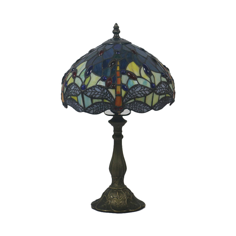 Baroque Dragonfly Task Lamp 1 Head Hand Cut Glass Night Table Light in Bronze for Bedroom Clearhalo 'Lamps' 'Table Lamps' Lighting' 890000