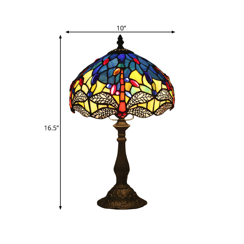 Baroque Dragonfly Task Lamp 1 Head Hand Cut Glass Night Table Light in Bronze for Bedroom Clearhalo 'Lamps' 'Table Lamps' Lighting' 890001