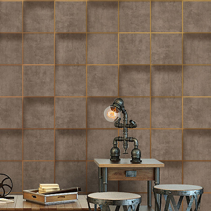 Contemporary Flock Wallpaper Simple 3D Rectangle Non-Pasted Wall Covering, 33' x 20.5