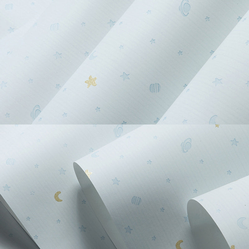 Star and Moon Decorative Wallpaper for Kids 20.5 in x 33 ft Non-Pasted Clearhalo 'Wall Decor' 'Wallpaper' 893011