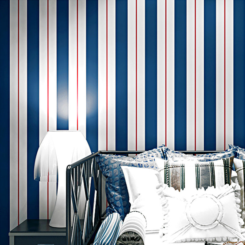 Vinyl Wallpaper for Kids with Horizontal Wide or Narrow Stripe, Multi-Colored, 33'L x 20.5