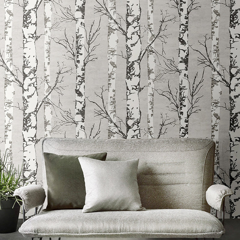 Nordic Forest and Trees Wallpaper in White Water-Resistant Non-Pasted Wall Decor 20.5