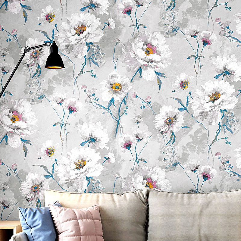 Hand Printed Floral Pattern Wallpaper Non-Woven 20.5