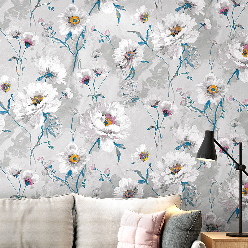 Hand Printed Floral Pattern Wallpaper Non-Woven 20.5