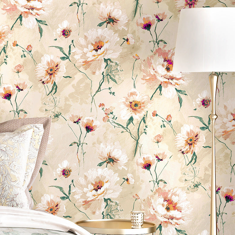 Hand Printed Floral Pattern Wallpaper Non-Woven 20.5