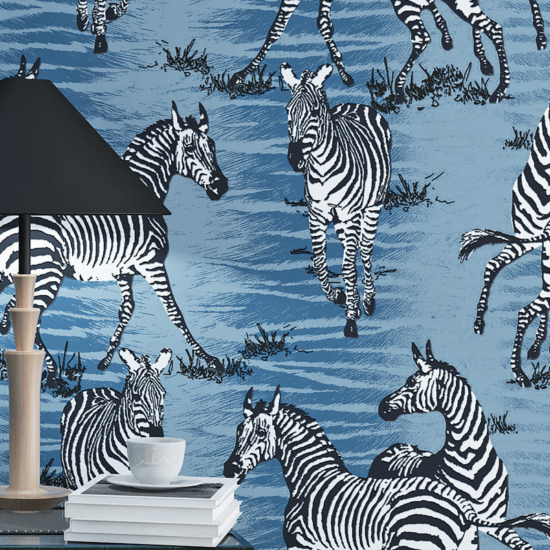 Wild Animal Zebra Wallpaper Non-Woven Moisture-Resistant Wall Covering, 20.5