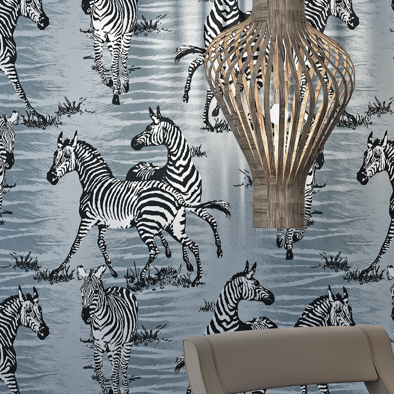 Wild Animal Zebra Wallpaper Non-Woven Moisture-Resistant Wall Covering, 20.5