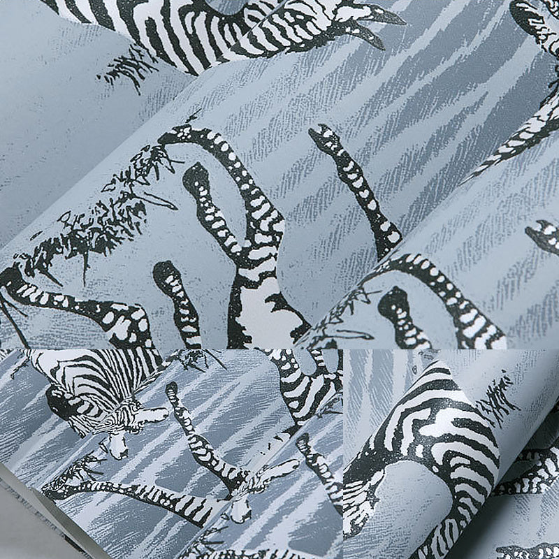 Wild Animal Zebra Wallpaper Non-Woven Moisture-Resistant Wall Covering, 20.5