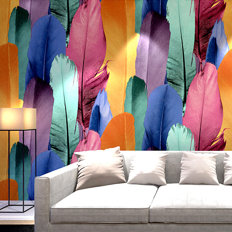 Multi-Colored Feather Water-Resistant Non-Pasted Wallpaper, 31' x 20.5
