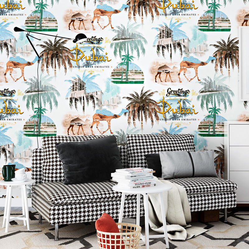 Camel and Coconut Tree Wallpaper 33' by 20.5