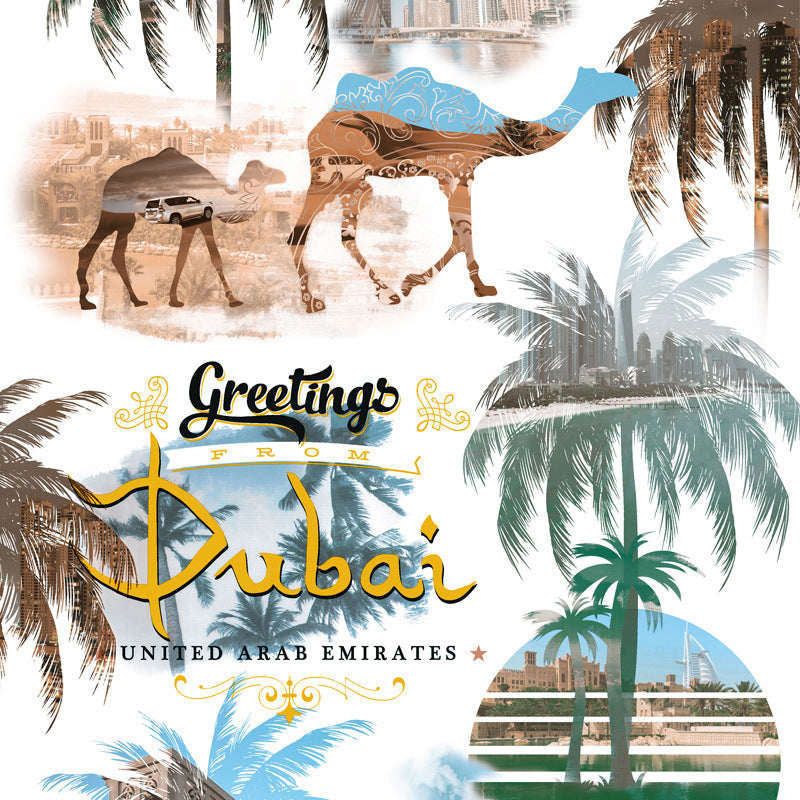 Camel and Coconut Tree Wallpaper 33' by 20.5