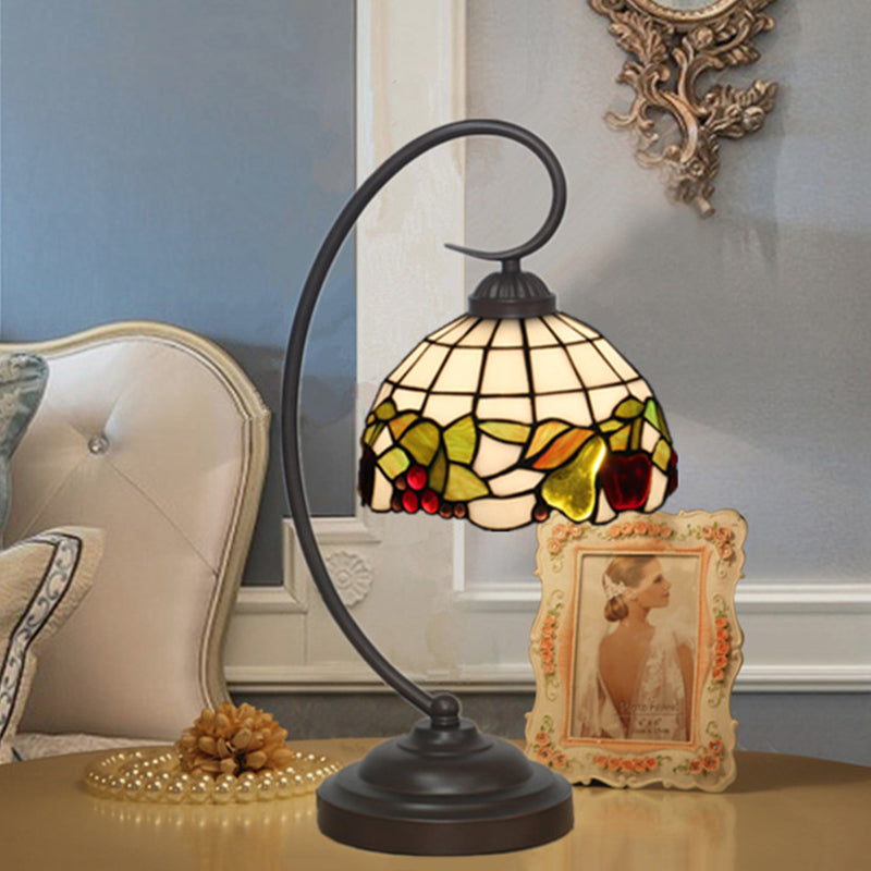 Cut Glass Dark Coffee Night Lighting Bowl 1 Light Mediterranean Desk Lamp with Fruit Pattern Dark Coffee Clearhalo 'Desk Lamps' 'Lamps' Lighting' 894003