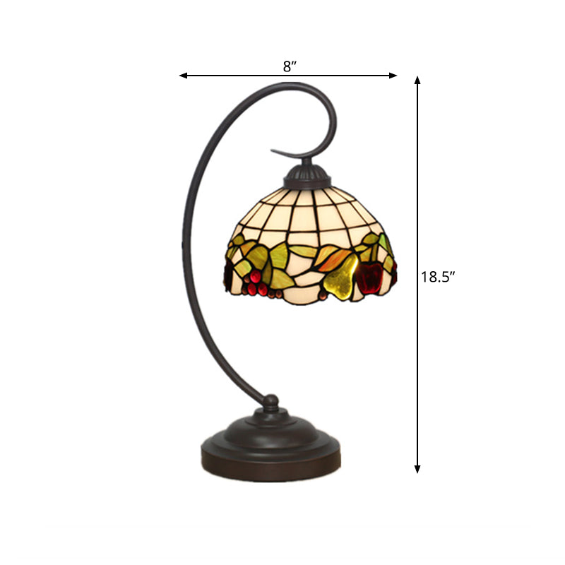 Cut Glass Dark Coffee Night Lighting Bowl 1 Light Mediterranean Desk Lamp with Fruit Pattern Clearhalo 'Desk Lamps' 'Lamps' Lighting' 894006