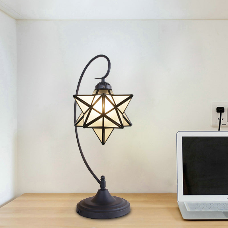 1 Light Nightstand Lamp Tiffany Star Shaped Clear/Silver and Clear Glass Night Lighting with Twisted Arm for Coffee Shop Textured White Clearhalo 'Lamps' 'Table Lamps' Lighting' 894155