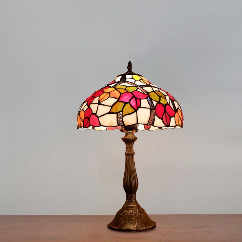 1 Light Night Table Lamp Victorian Bowl Hand Cut Glass Floral Patterned Nightstand Light in Bronze Bronze Clearhalo 'Lamps' 'Table Lamps' Lighting' 894291