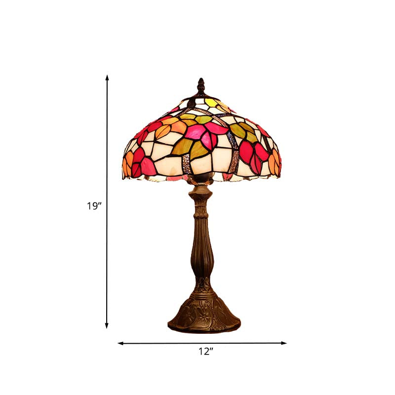 1 Light Night Table Lamp Victorian Bowl Hand Cut Glass Floral Patterned Nightstand Light in Bronze Clearhalo 'Lamps' 'Table Lamps' Lighting' 894294